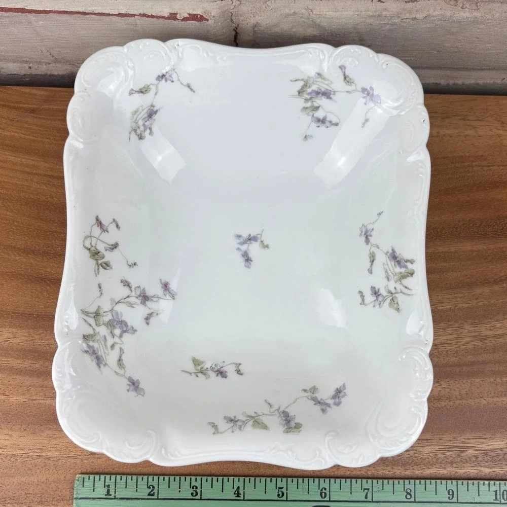 Antique Haviland & Co Limoges 1895 Violet Floral Rectangular Serving Dish France